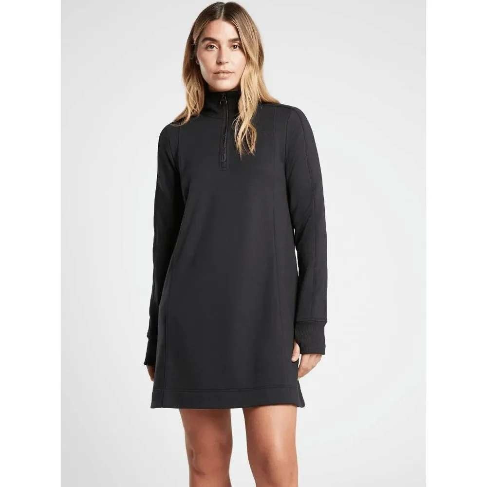 Athleta Black West Town Athletic Long Sleeve Shirt Dress Size XXS